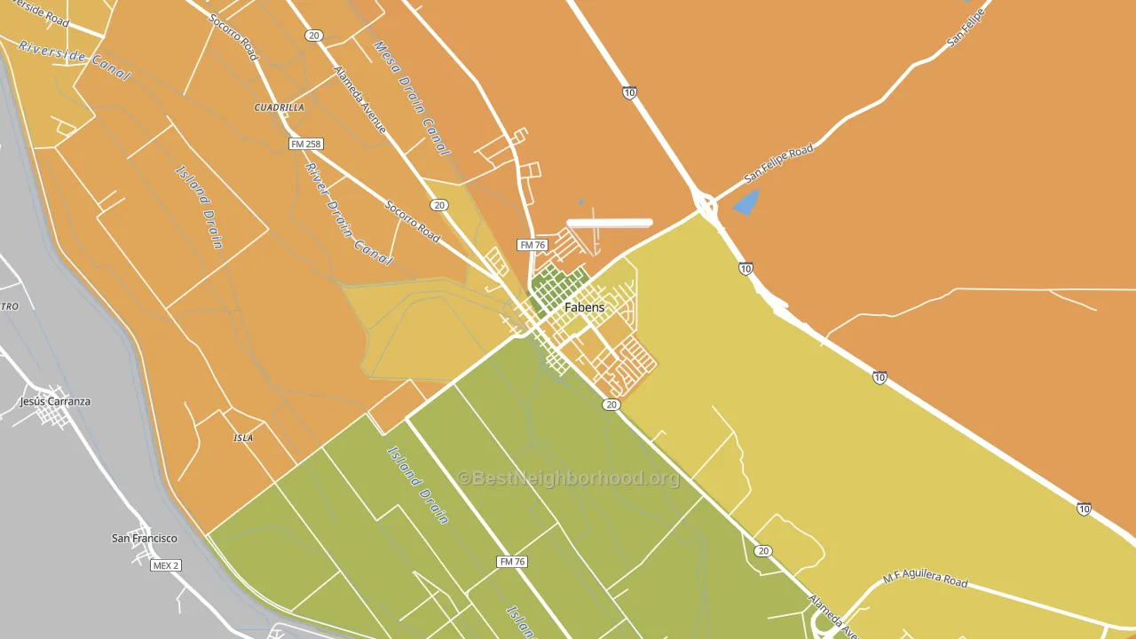 Fabens, TX block-group voter-turnout map