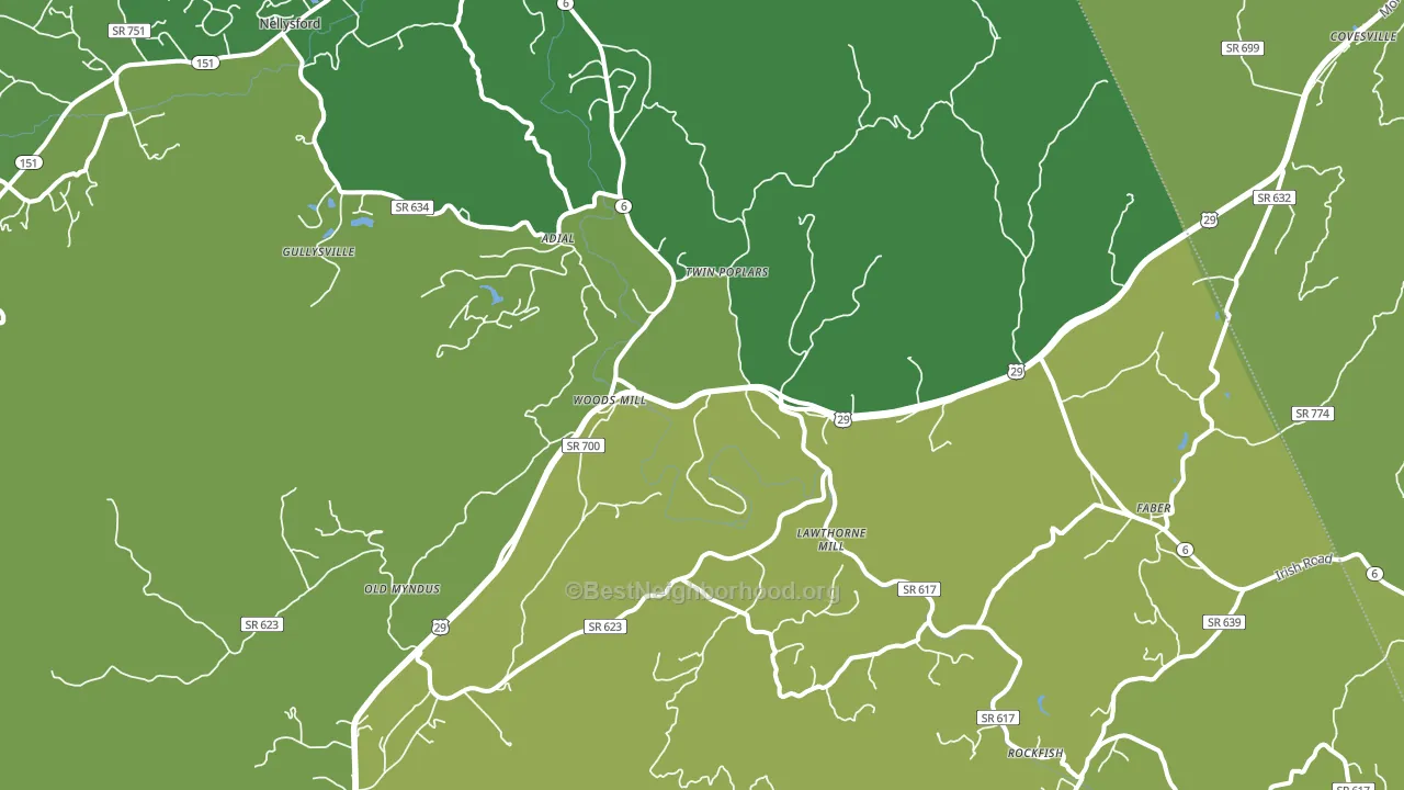 Faber, VA block-group voter-turnout map