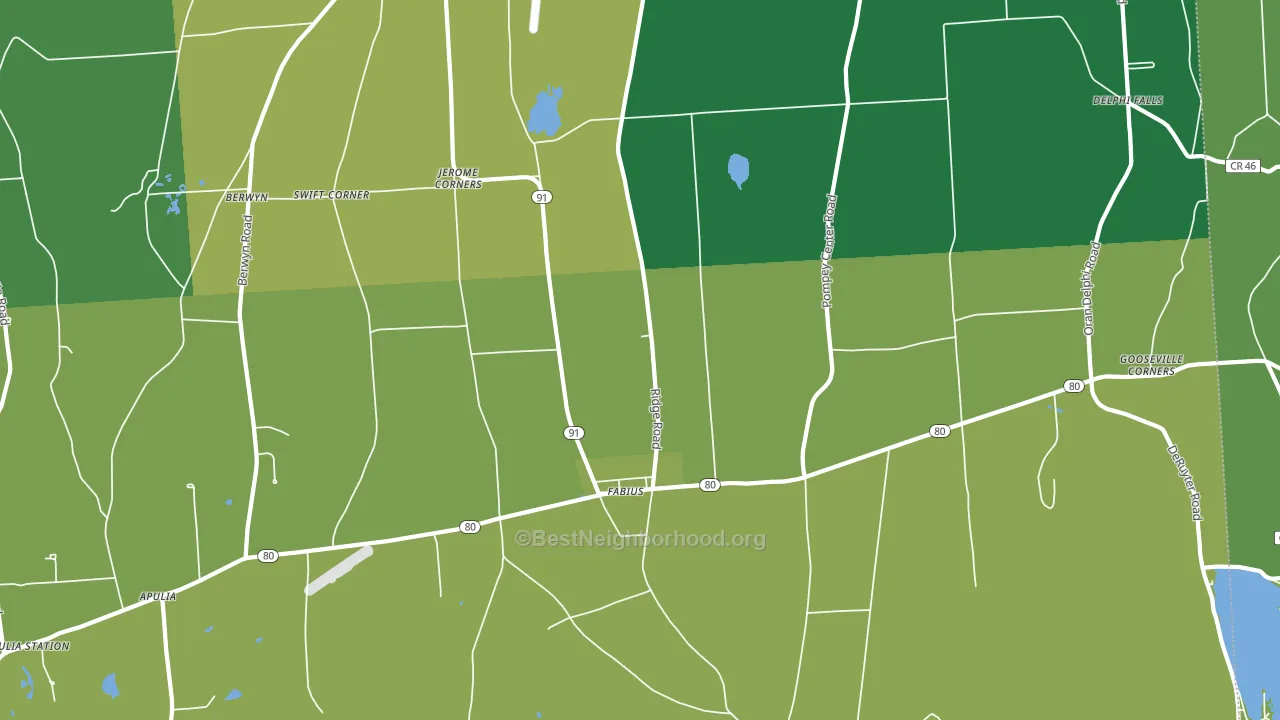 Fabius, NY block-group voter-turnout map