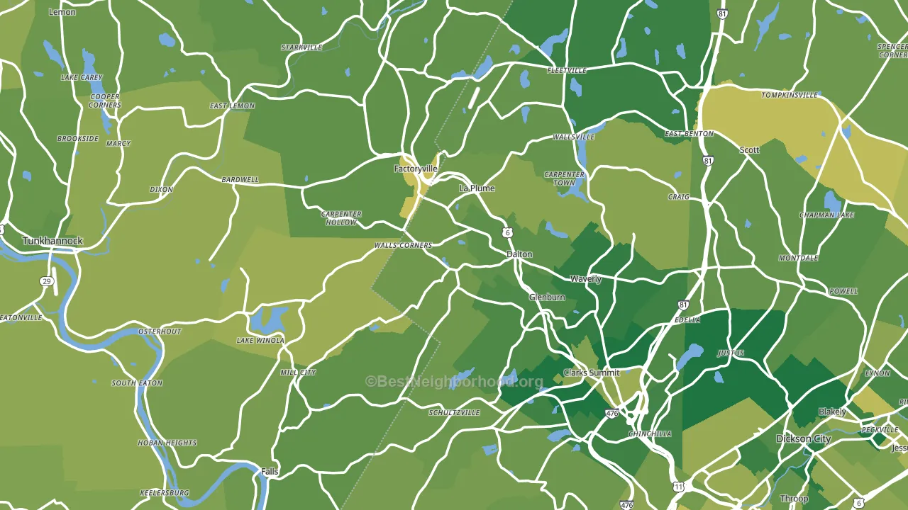 Factoryville, PA block-group voter-turnout map