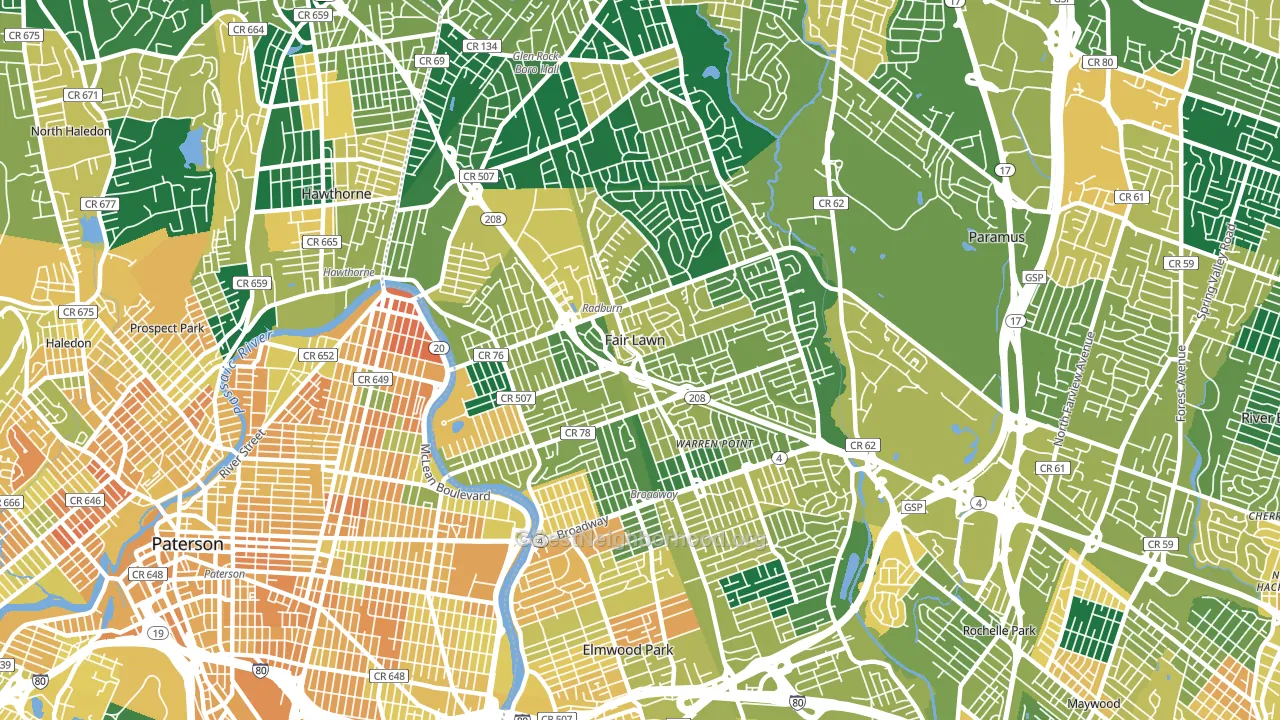 Fair Lawn, NJ block-group voter-turnout map