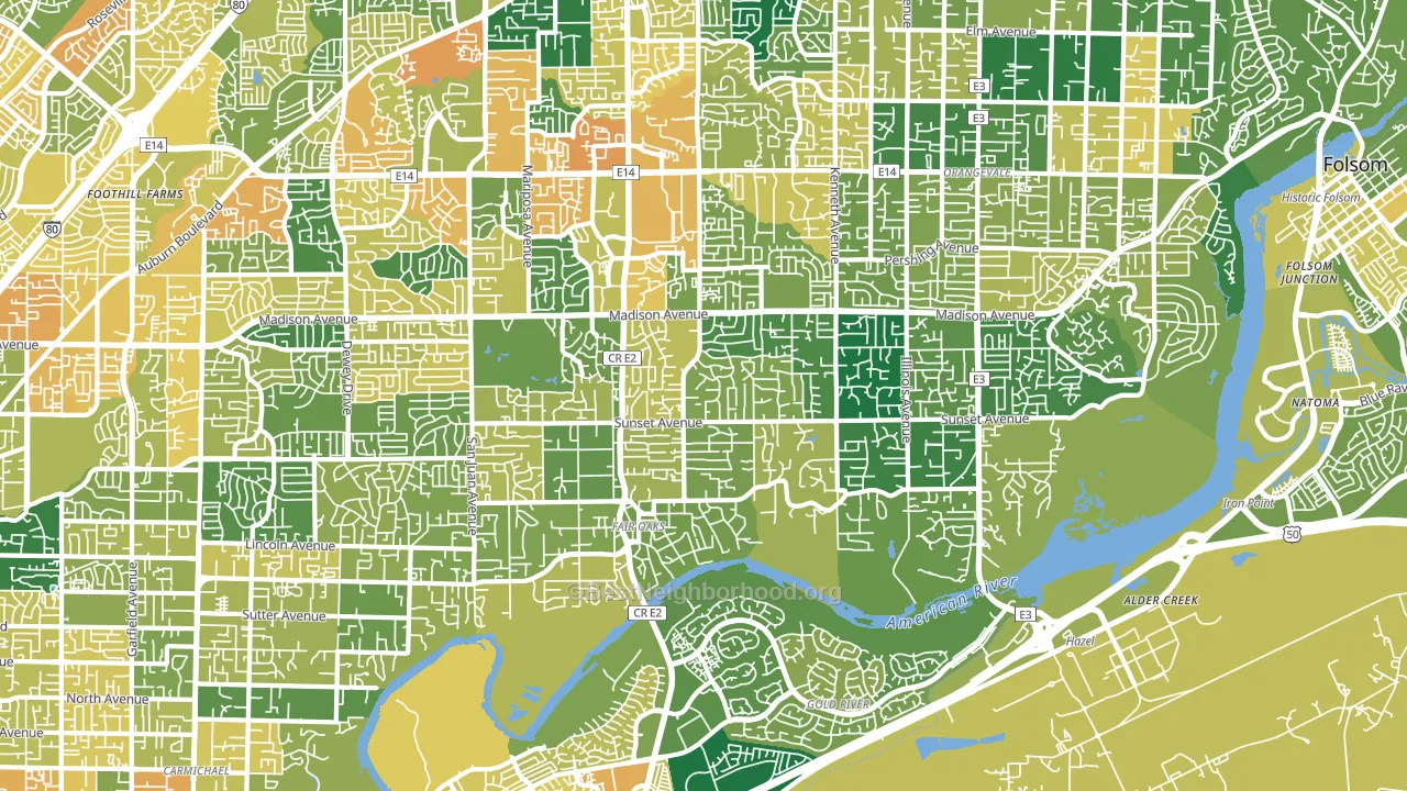Fair Oaks, CA block-group voter-turnout map