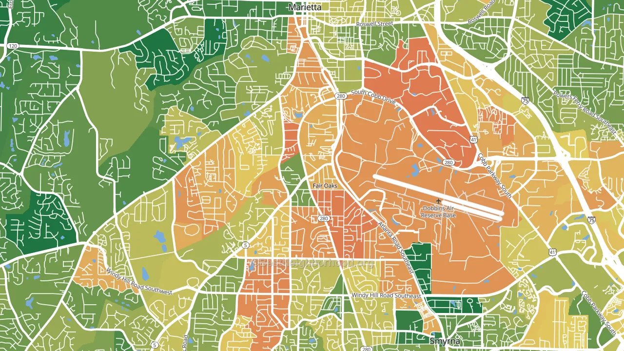 Fair Oaks, GA block-group voter-turnout map