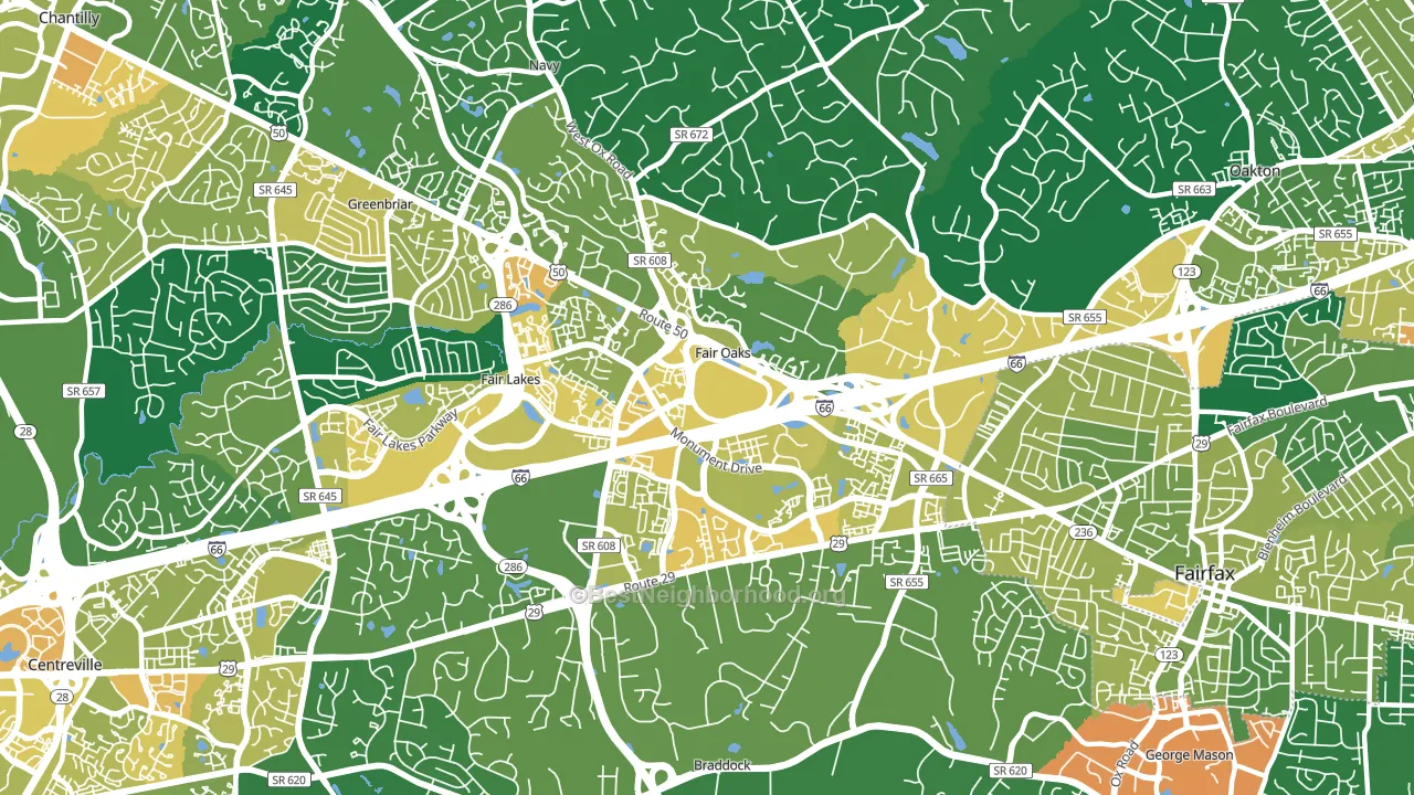 Fair Oaks, VA block-group voter-turnout map