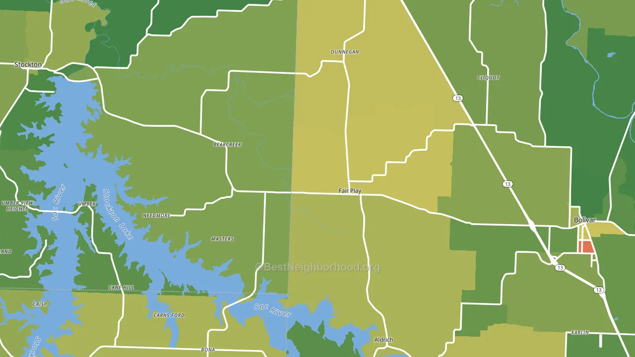 Fair Play, MO block-group voter-turnout map