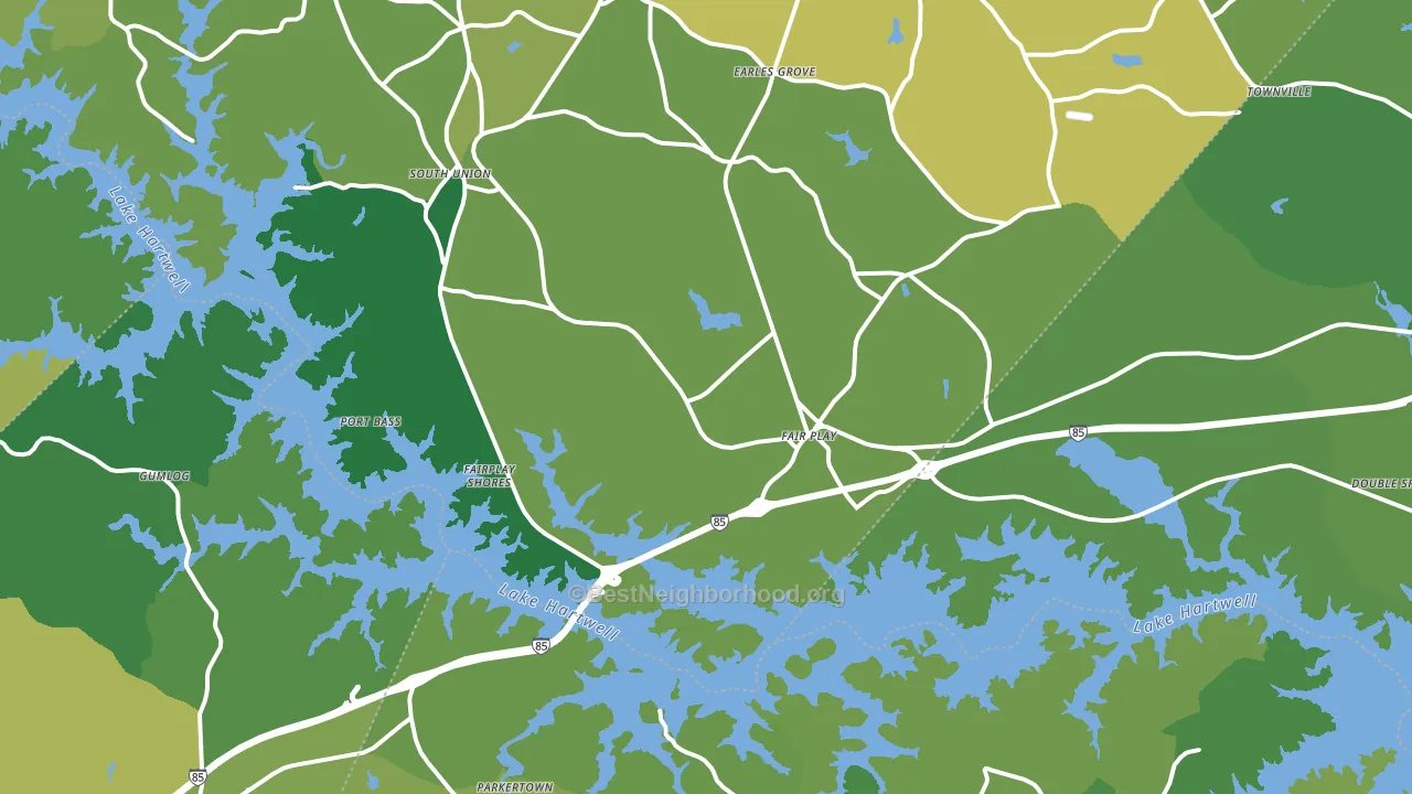 Fair Play, SC block-group voter-turnout map