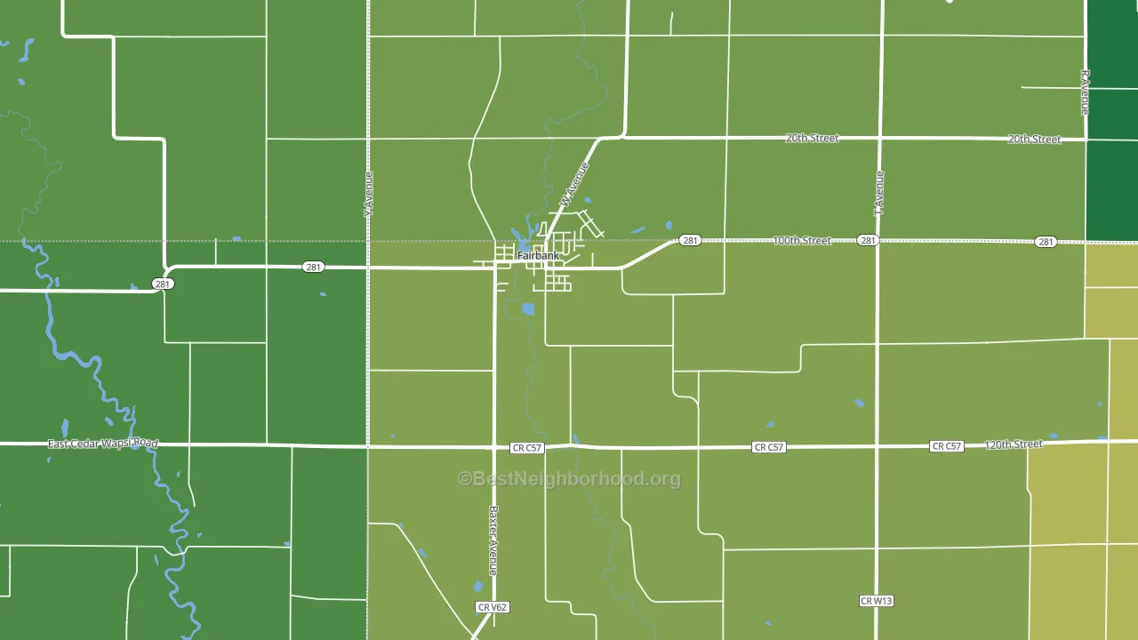 Fairbank, IA block-group voter-turnout map