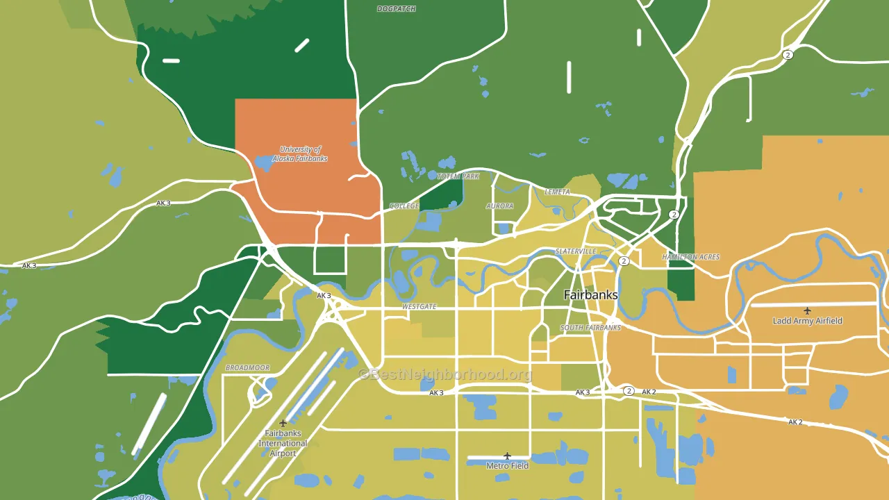 Fairbanks, AK block-group voter-turnout map
