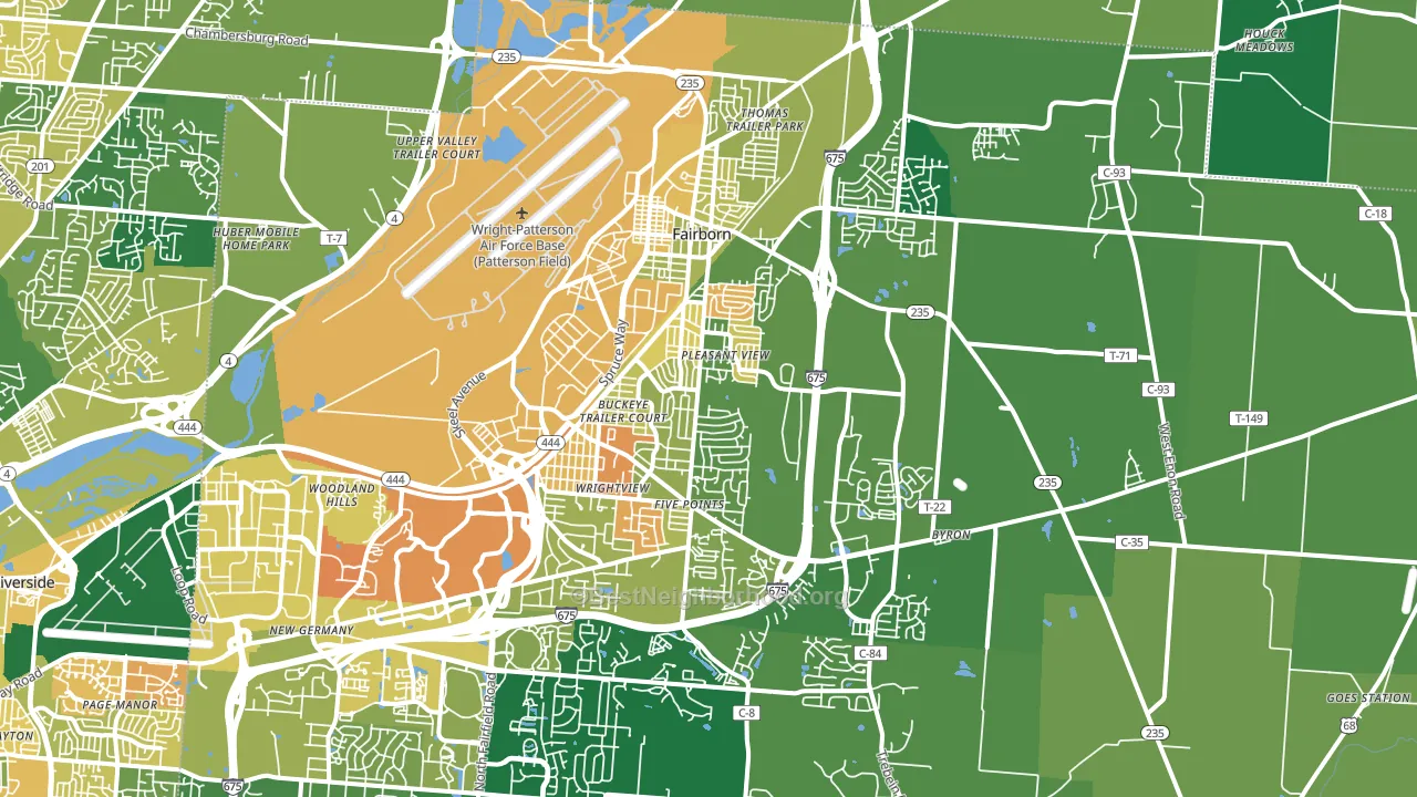 Fairborn, OH block-group voter-turnout map