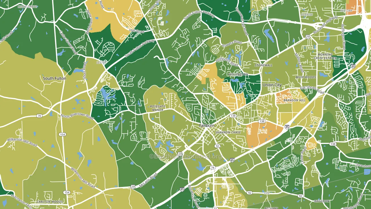 Fairburn, GA block-group voter-turnout map