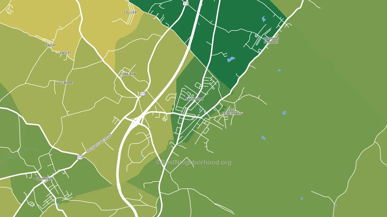 Fairchance, PA block-group voter-turnout map