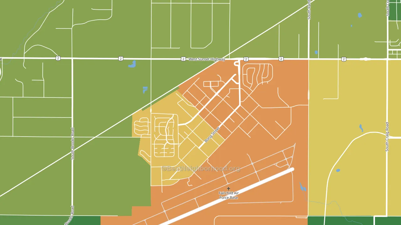 Fairchild AFB, WA block-group voter-turnout map