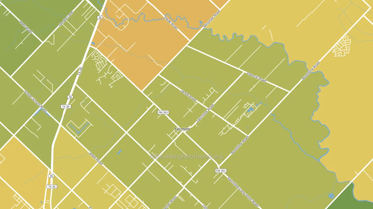 Fairchilds, TX block-group voter-turnout map