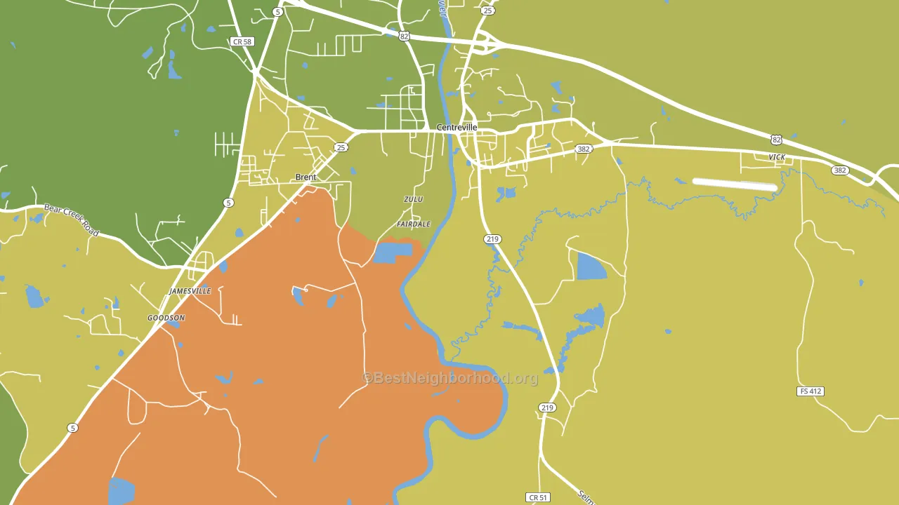 Fairdale, AL block-group voter-turnout map