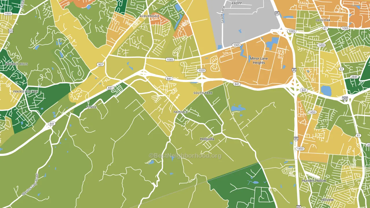 Fairdale, KY block-group voter-turnout map