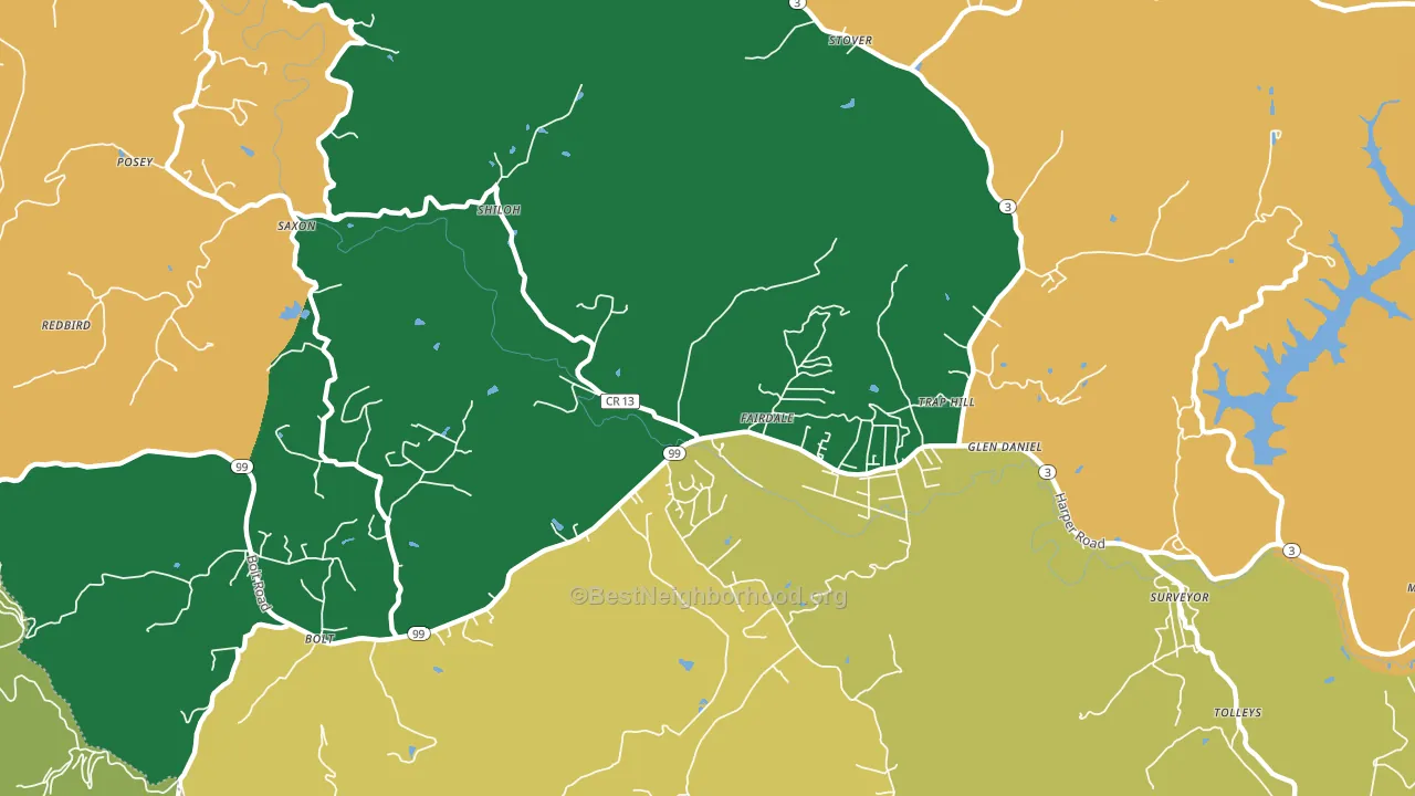 Fairdale, WV block-group voter-turnout map