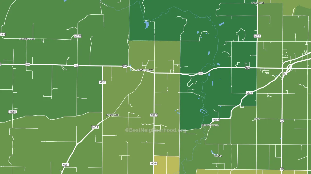 Fairdealing, MO block-group voter-turnout map