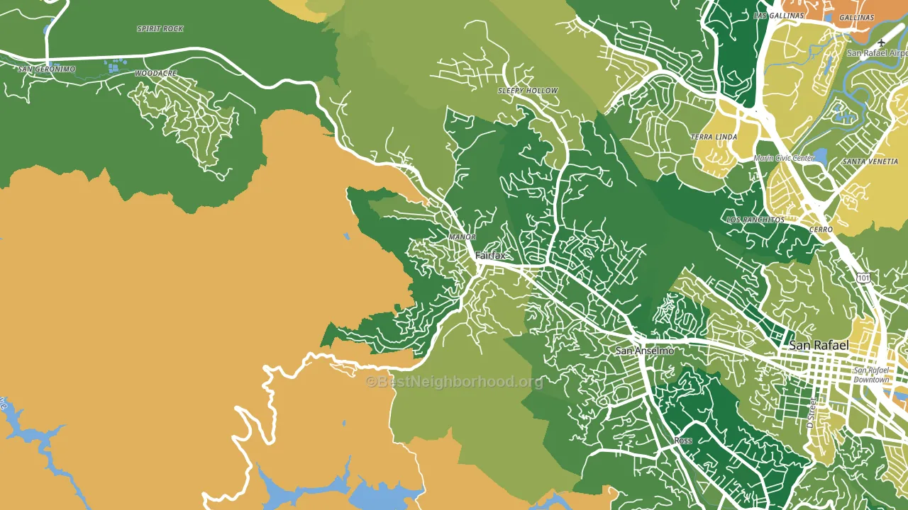 Fairfax, CA block-group voter-turnout map