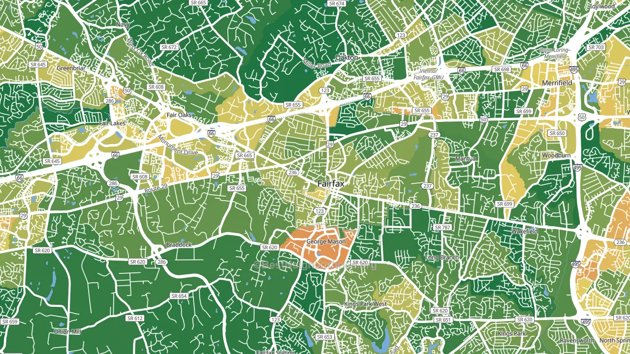 Fairfax, VA block-group voter-turnout map