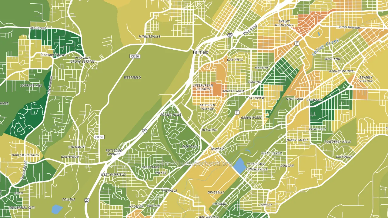 Fairfield, AL block-group voter-turnout map