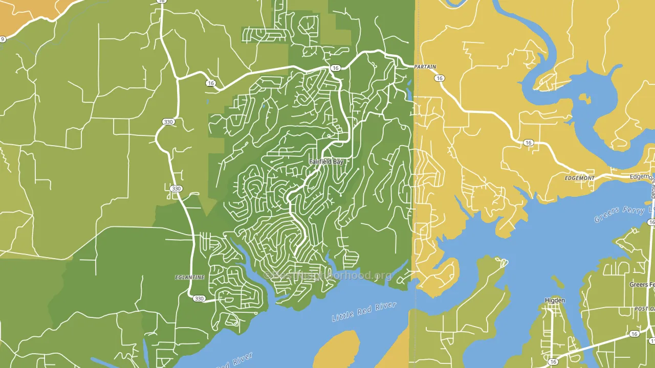 Fairfield Bay, AR block-group voter-turnout map
