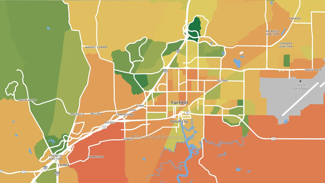 Fairfield, CA block-group voter-turnout map