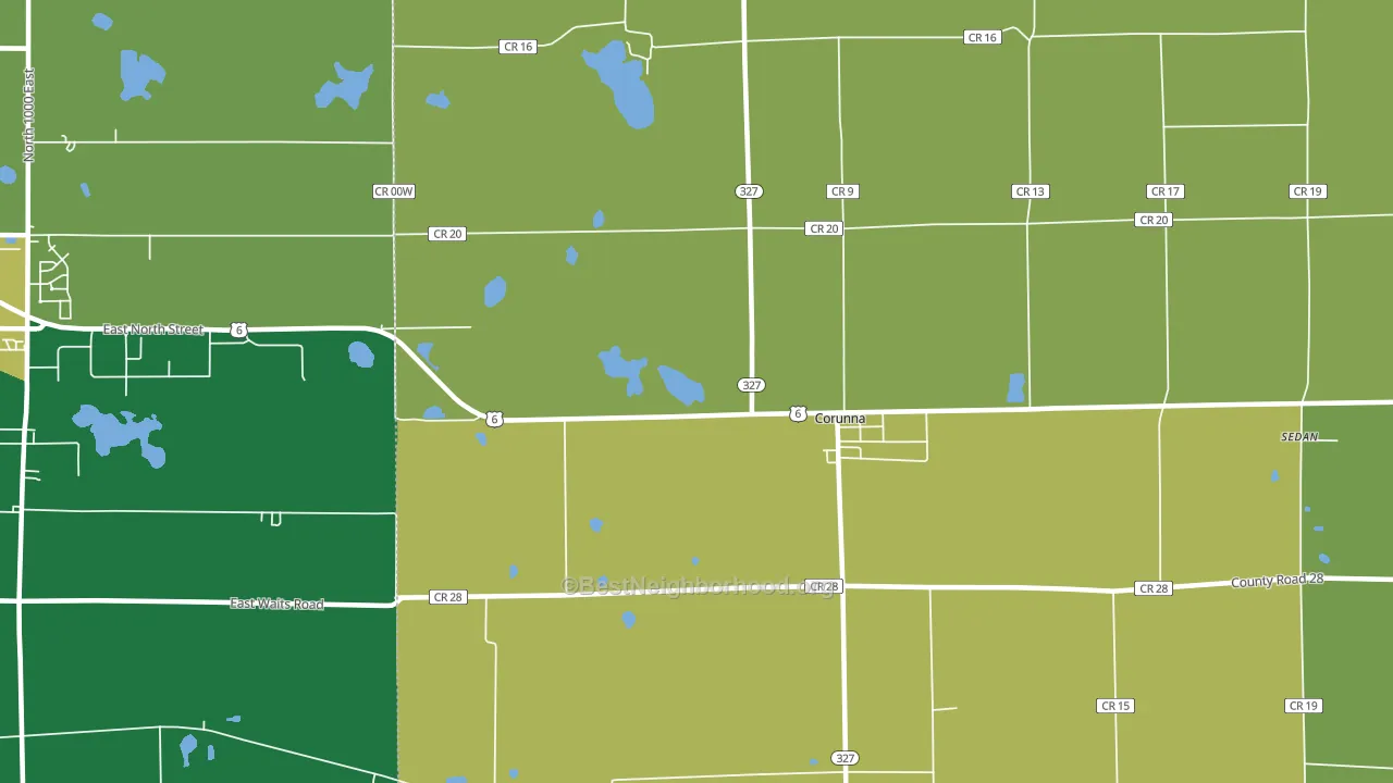 Fairfield Center, IN block-group voter-turnout map