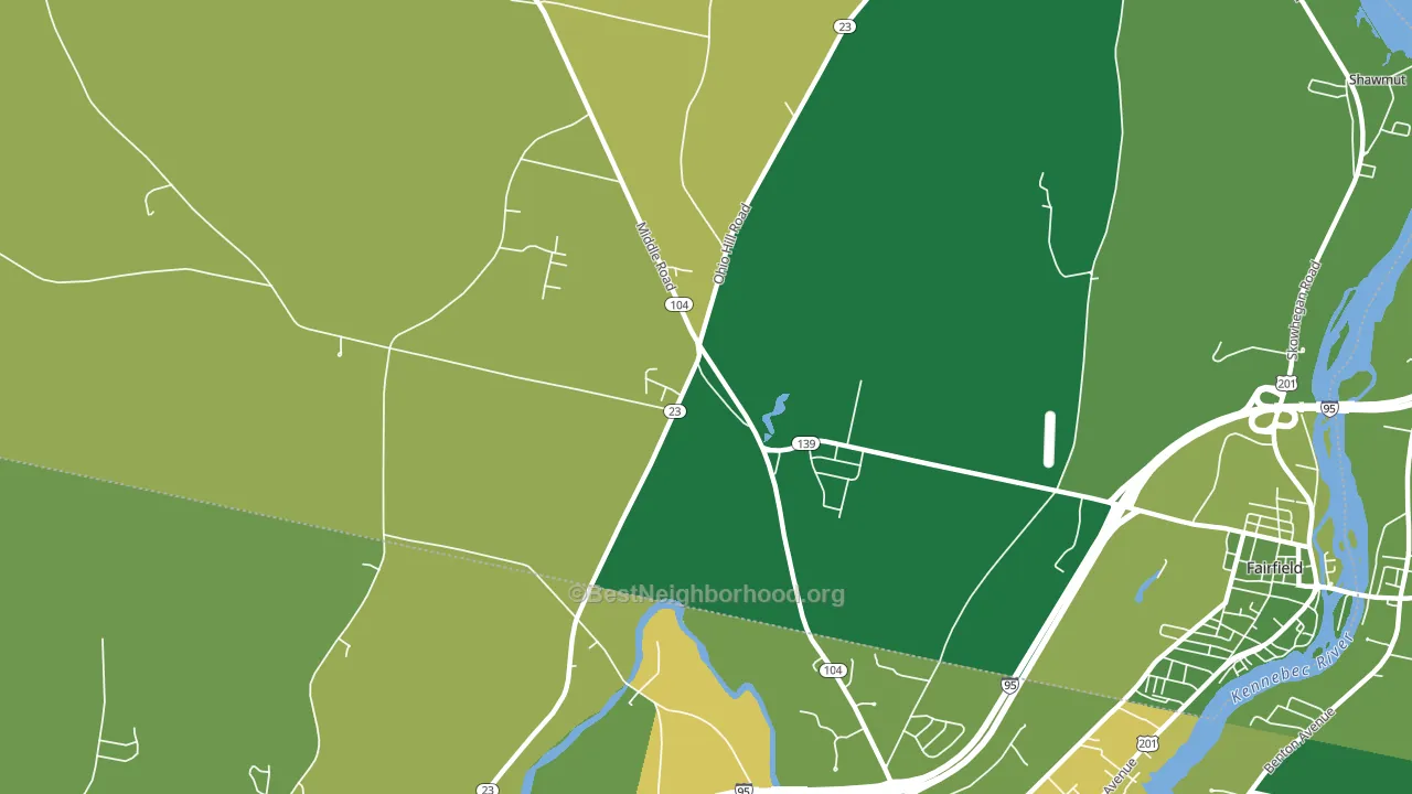Fairfield Center, ME block-group voter-turnout map
