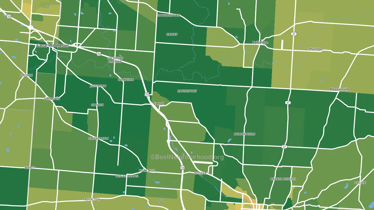 Fairfield County, OH block-group voter-turnout map