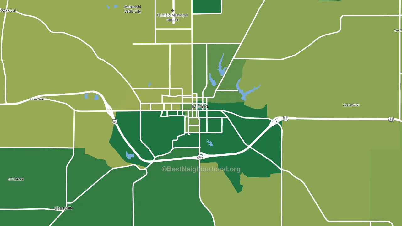 Fairfield, IA block-group voter-turnout map