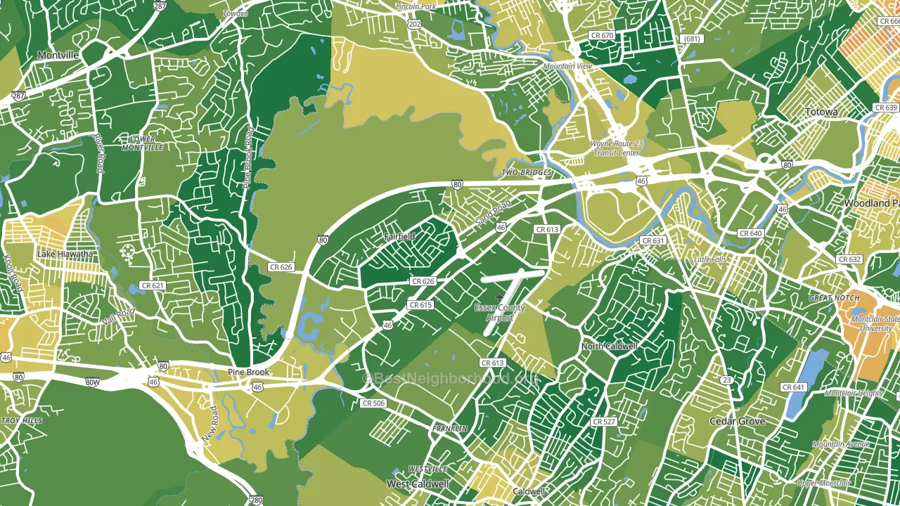 Fairfield, NJ block-group voter-turnout map