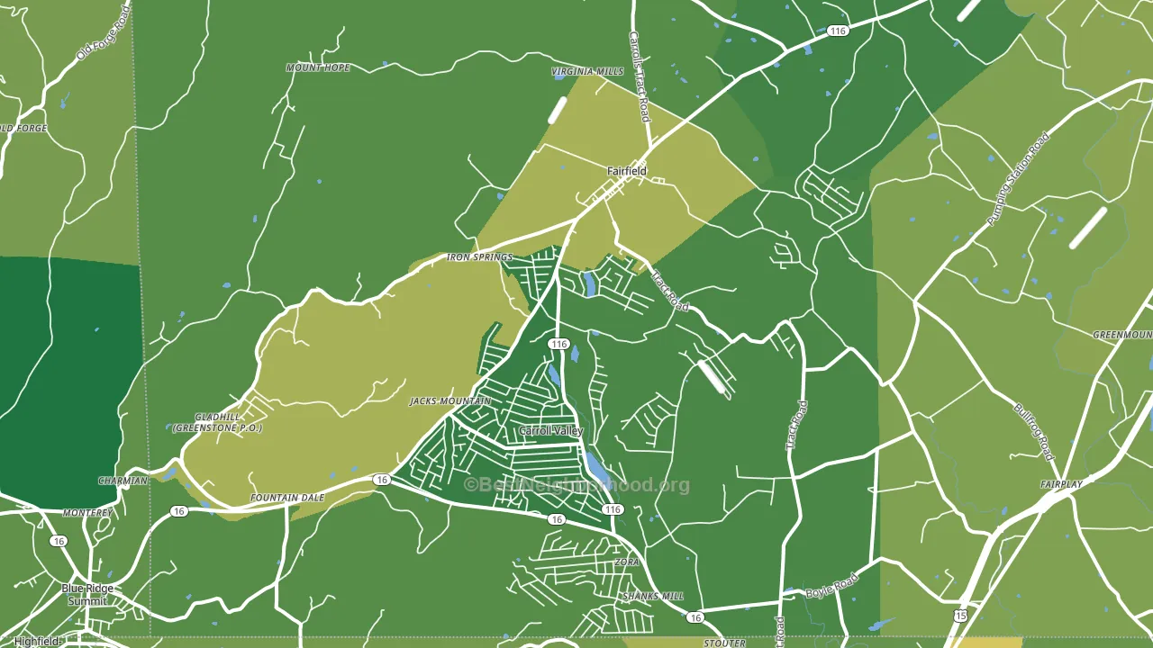 Fairfield, PA block-group voter-turnout map