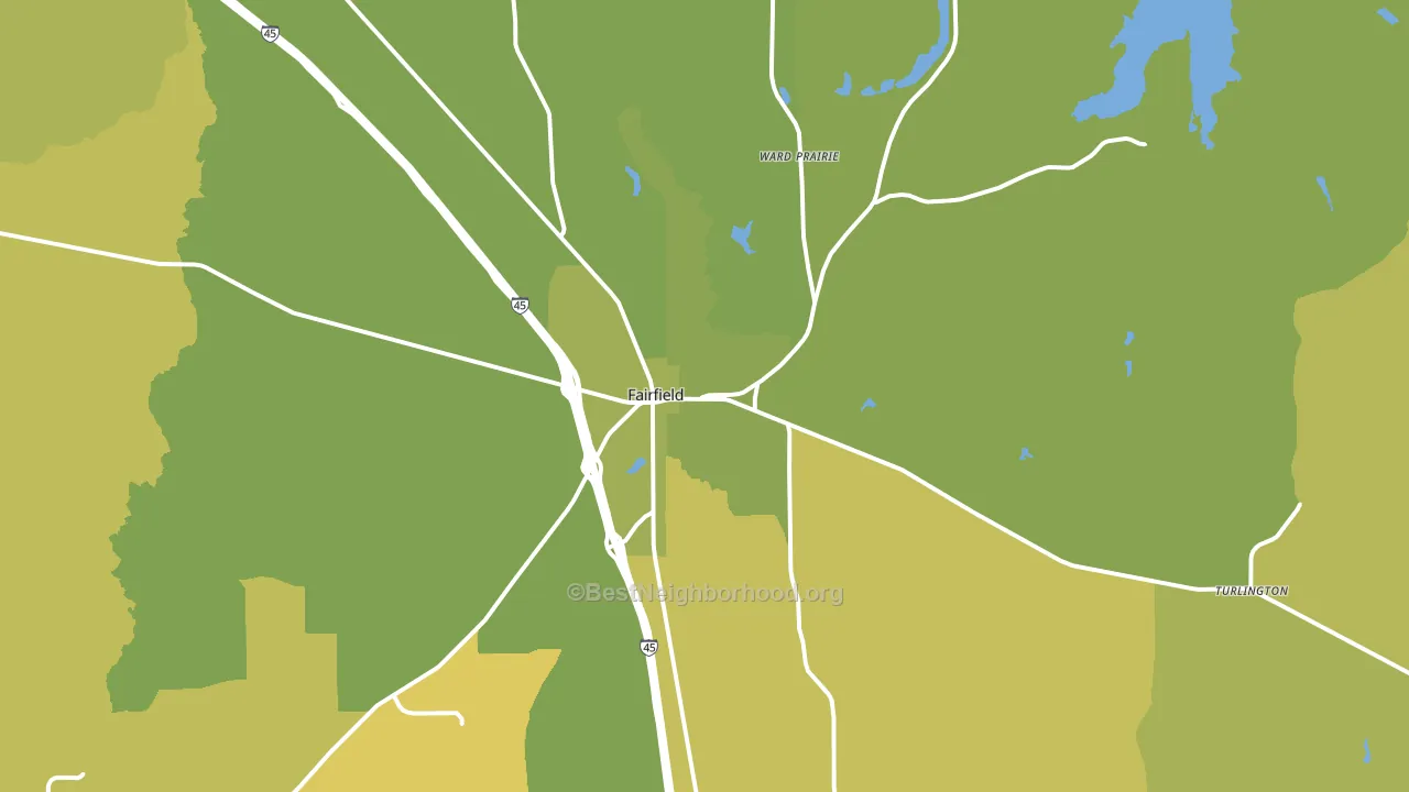 Fairfield, TX block-group voter-turnout map