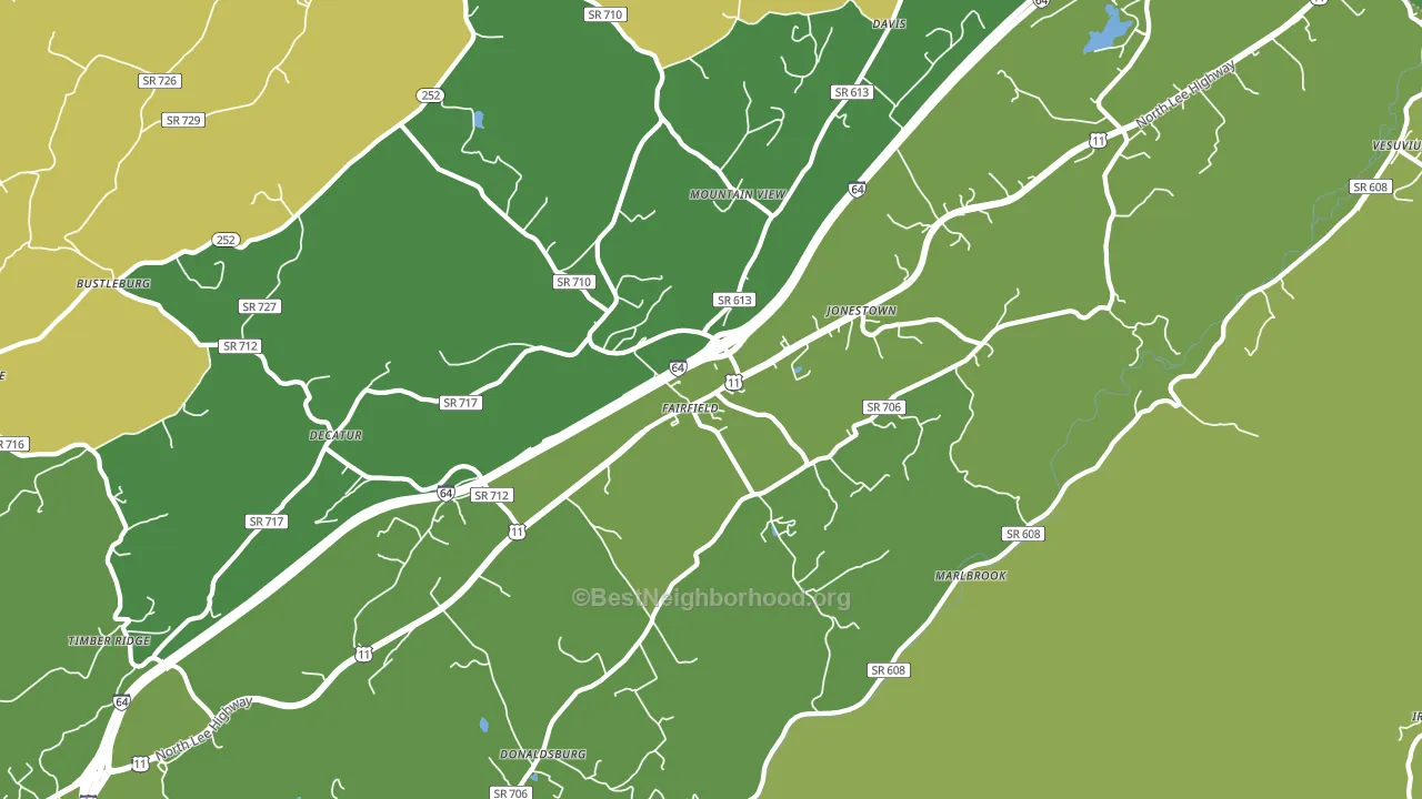 Fairfield, VA block-group voter-turnout map