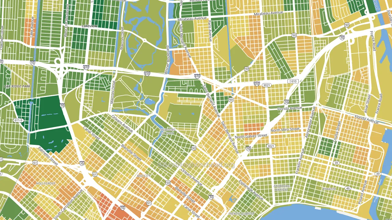 Fairgrounds, New Orleans, LA block-group voter-turnout map