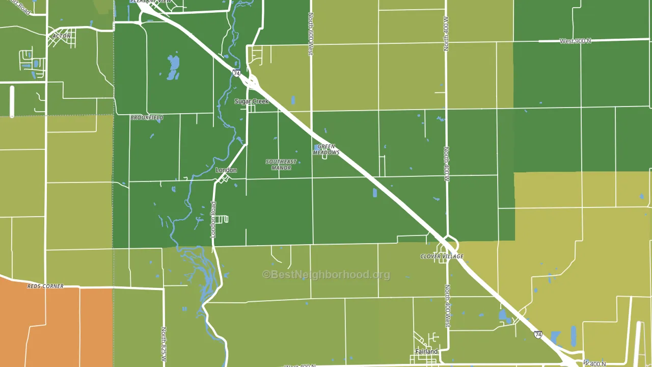 Fairland, IN block-group voter-turnout map