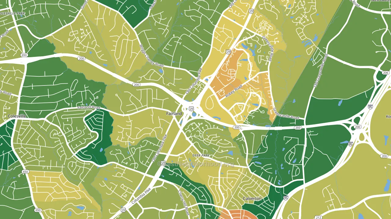 Fairland, MD block-group voter-turnout map