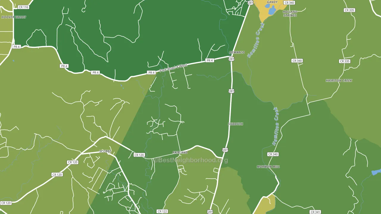 Fairland, TX block-group voter-turnout map