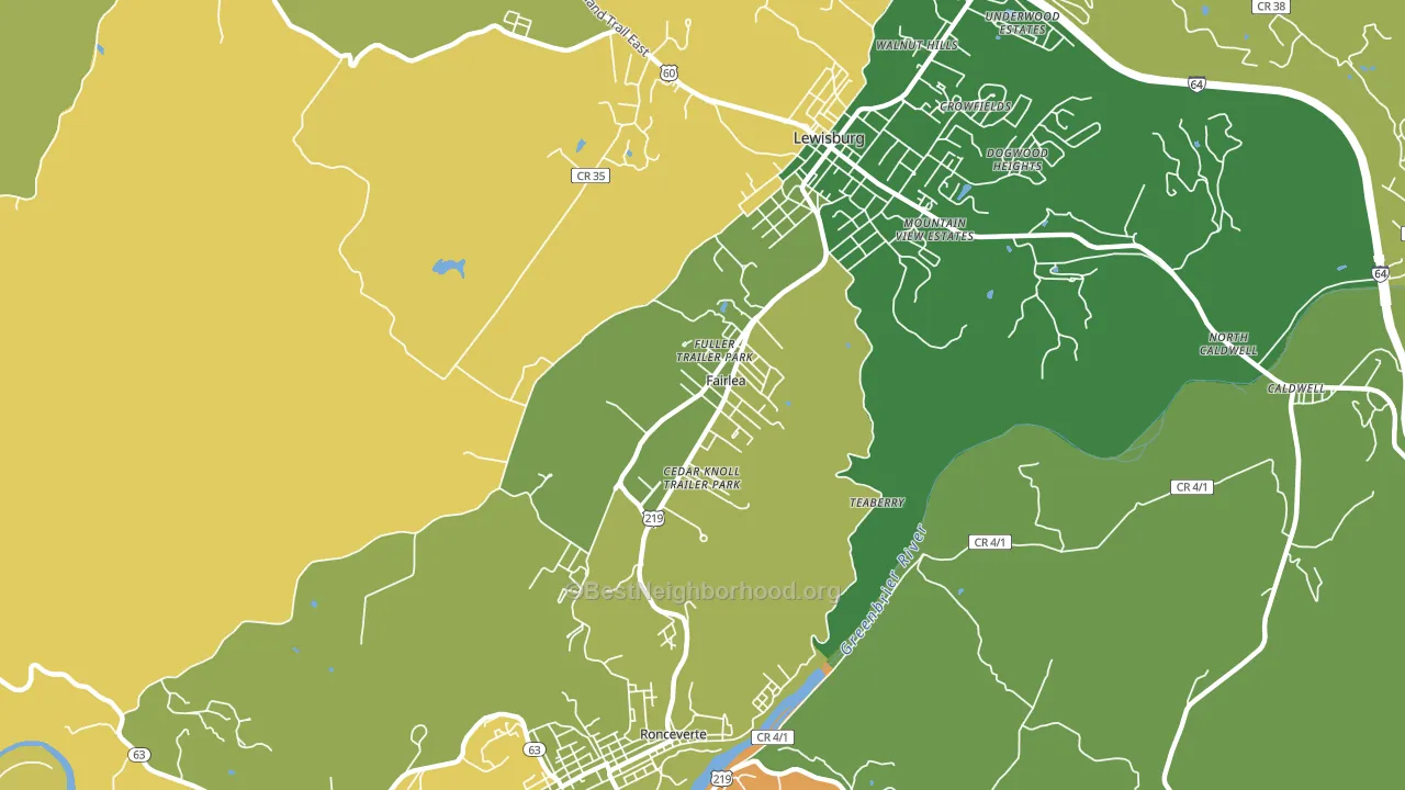 Fairlea, WV block-group voter-turnout map