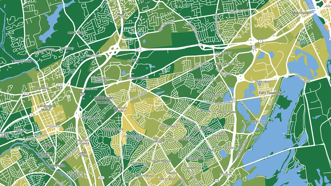 Fairless Hills, PA block-group voter-turnout map