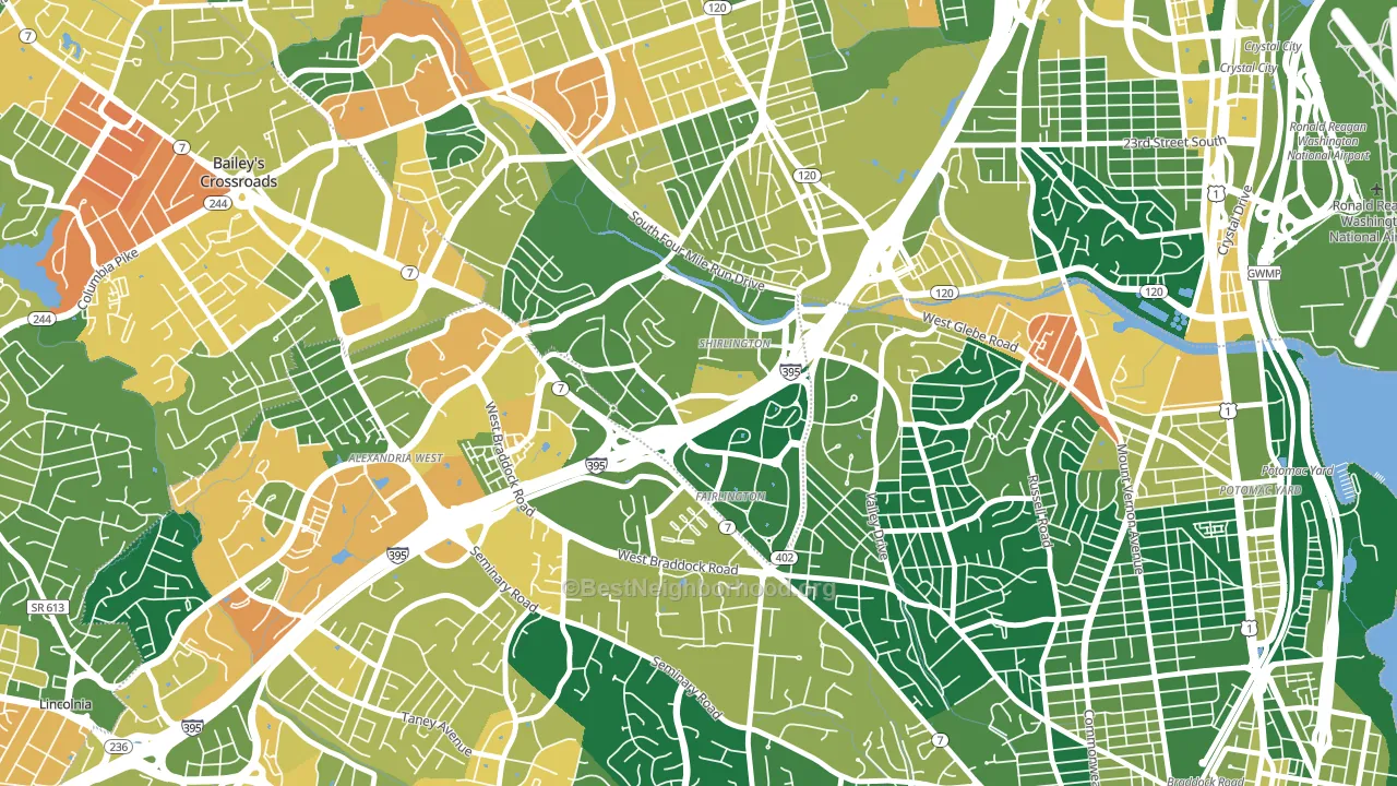 Fairlington-Shirlington, Arlington, VA block-group voter-turnout map