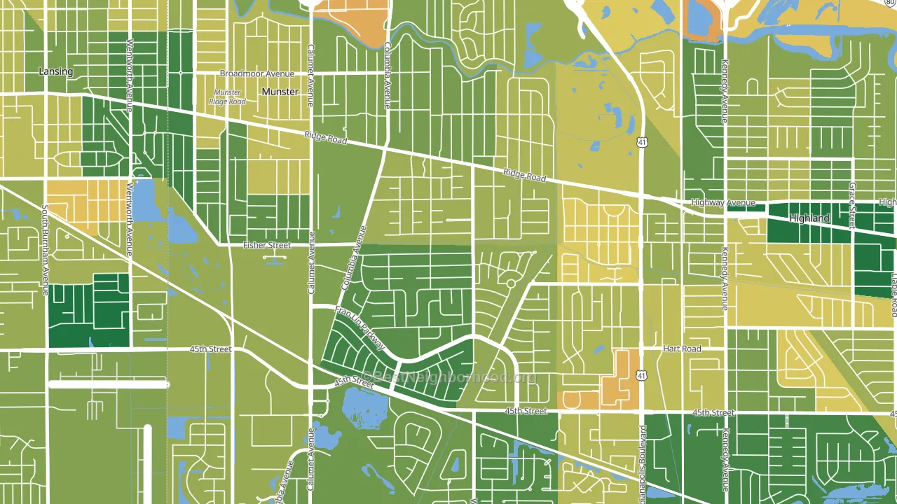 Fairmeadow, Munster, IN block-group voter-turnout map