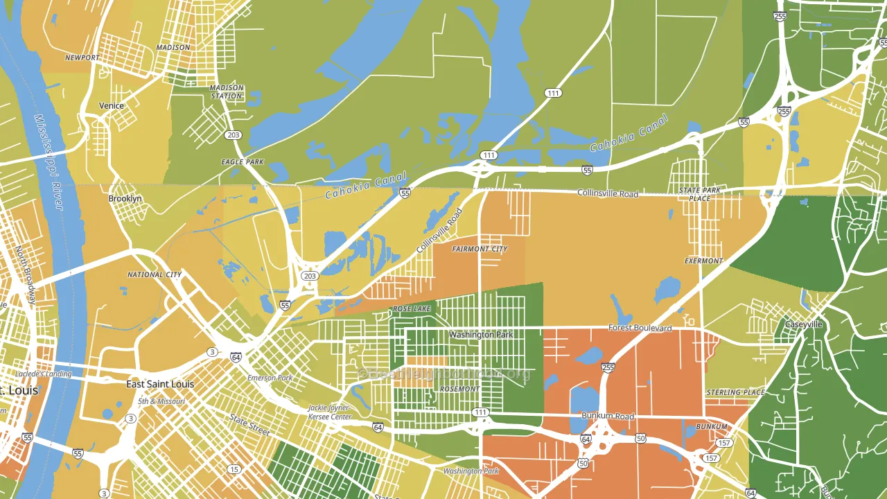 Fairmont City, IL block-group voter-turnout map