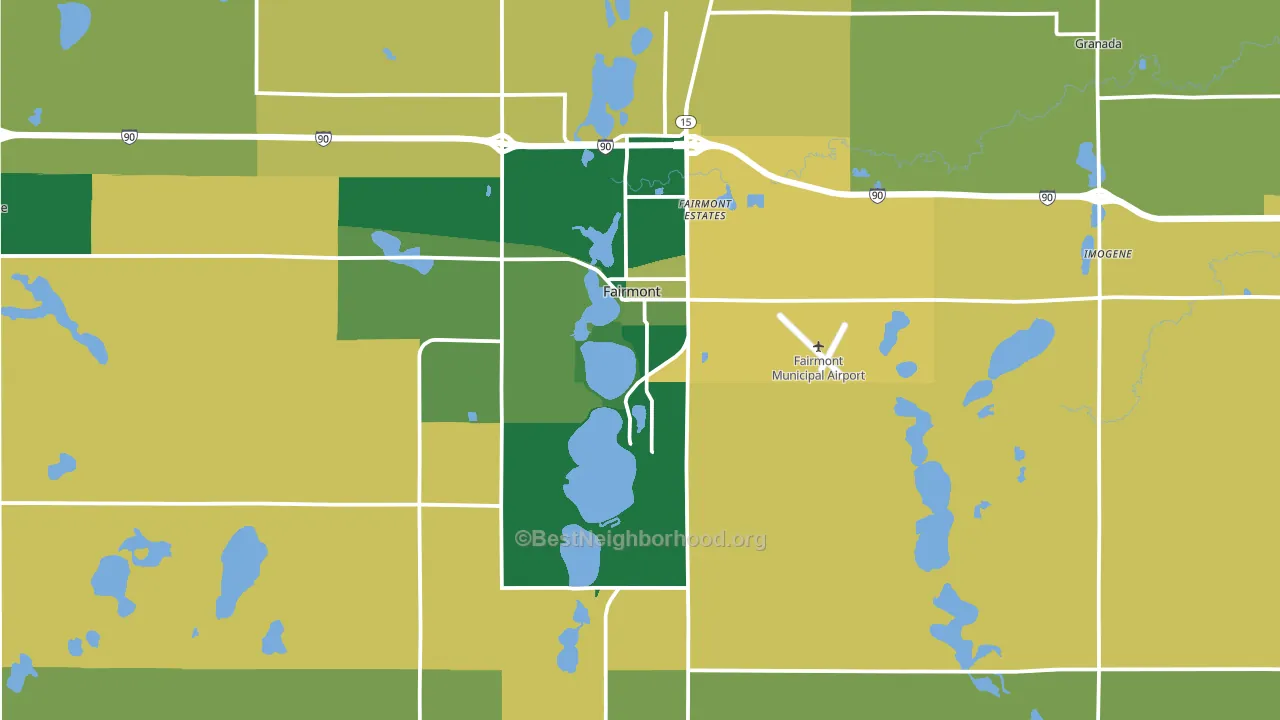 Fairmont, MN block-group voter-turnout map