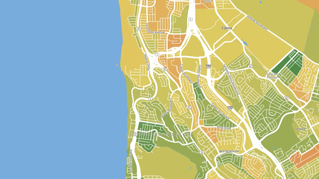 Fairmont, Pacifica, CA block-group voter-turnout map