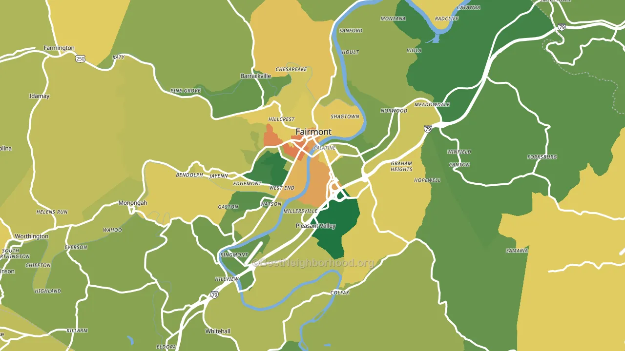 Fairmont, WV block-group voter-turnout map