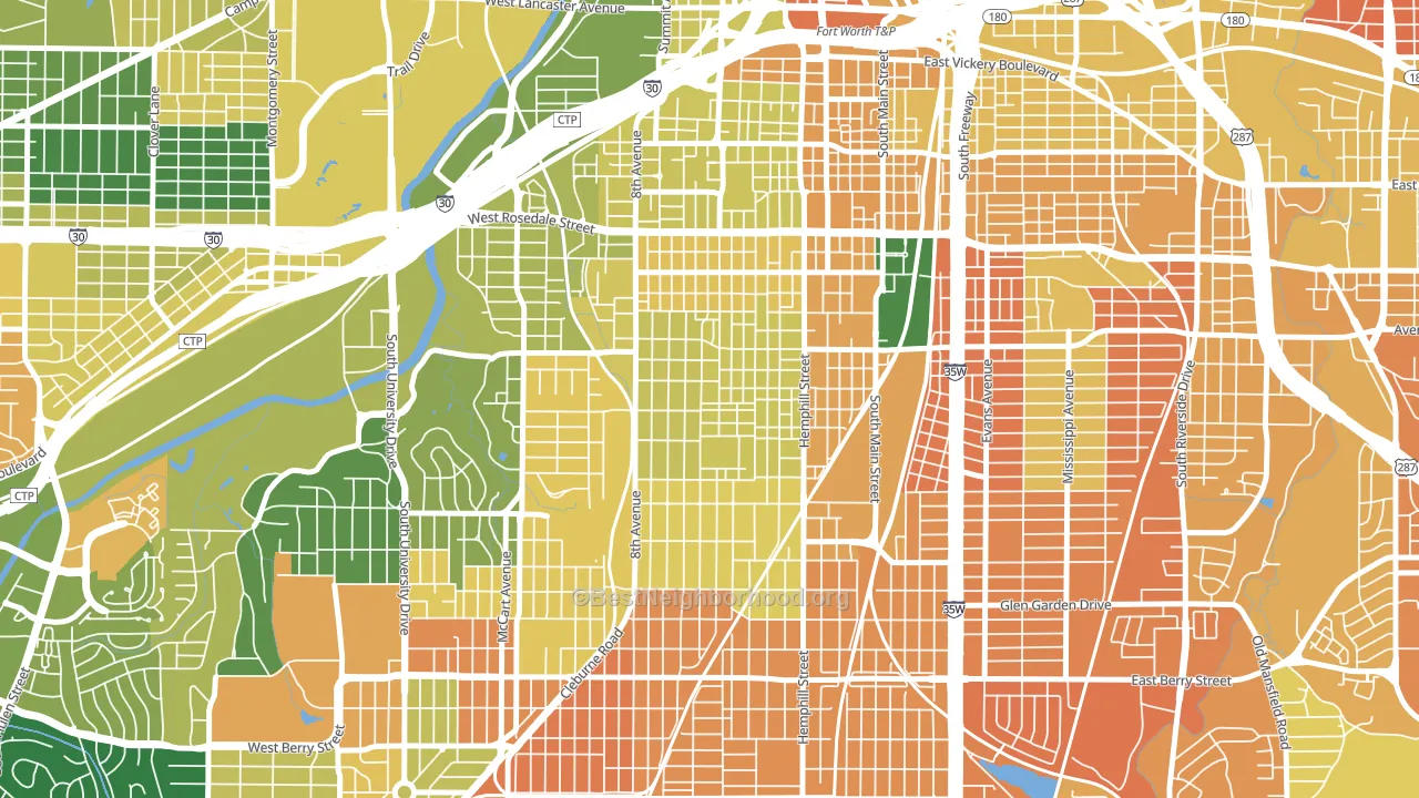 Fairmount, Fort Worth, TX block-group voter-turnout map