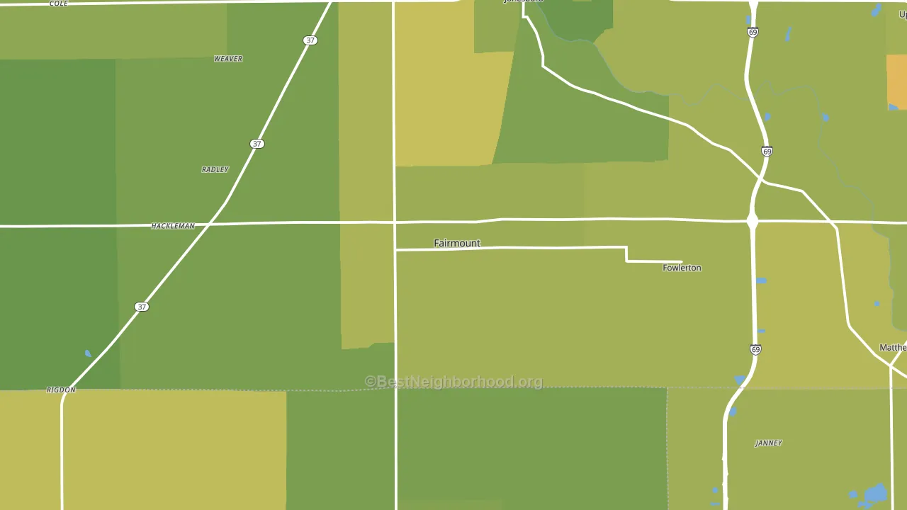 Fairmount, IN block-group voter-turnout map