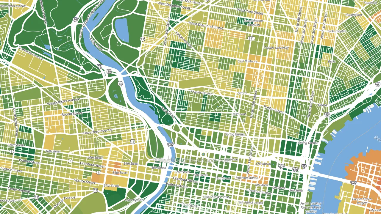 Fairmount, Philadelphia, PA block-group voter-turnout map