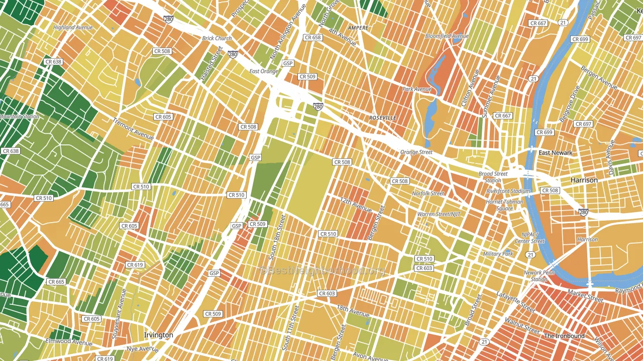 Fairmuont, Newark, NJ block-group voter-turnout map